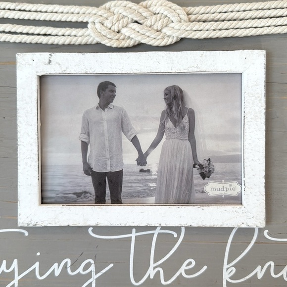 Mud Pie Tying The Knot Gray Distessed Painted Wood Wedding Picture Frame - Picture 2 of 9